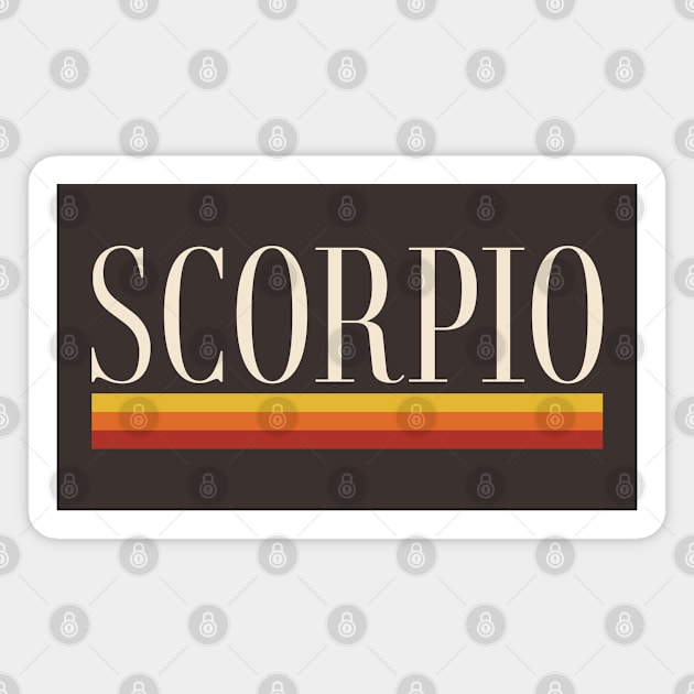 Scorpio Zodiac Vibes in Retro Stripes Magnet by SweetLog